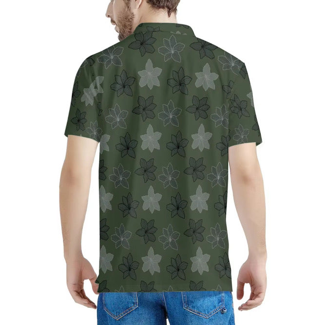 Olive Hibiscus Men’s Polo