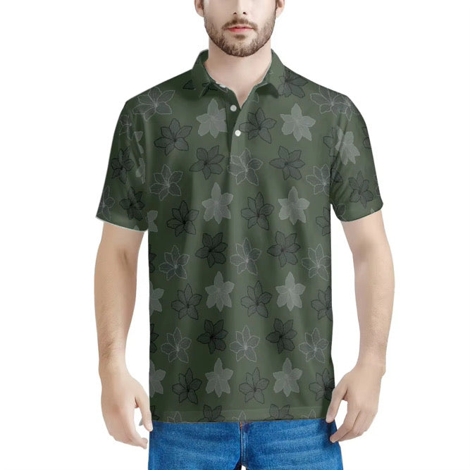 Olive Hibiscus Men’s Polo