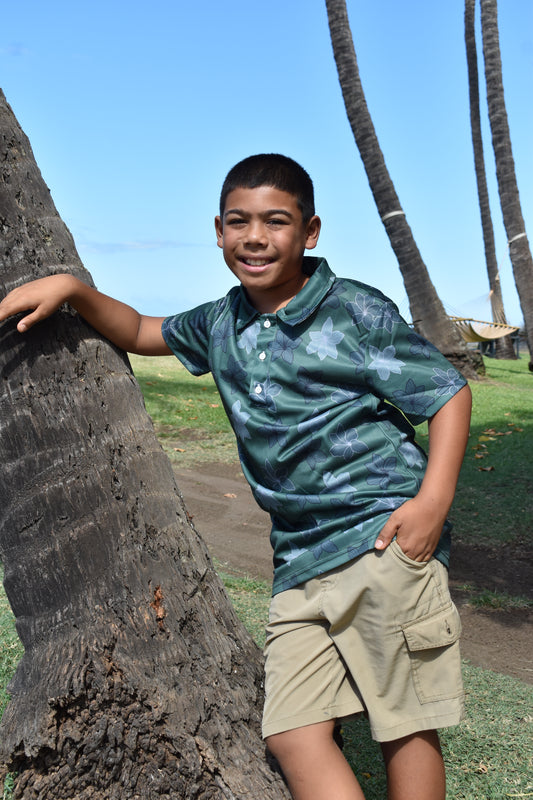 Olive Hibiscus Men’s Polo