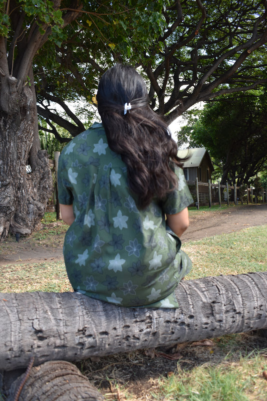 Olive Hibiscus Dress
