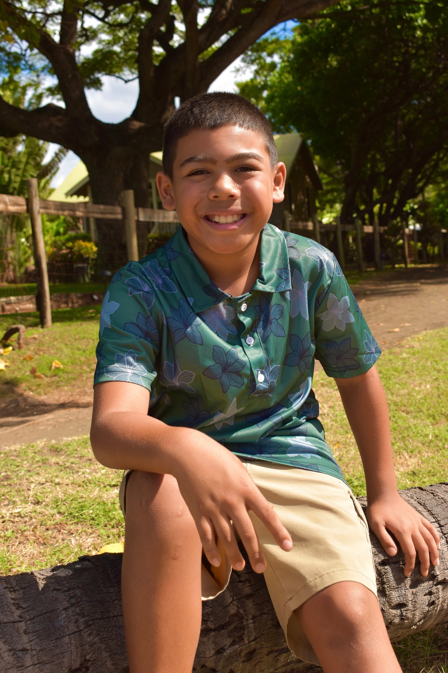 Olive Hibiscus Men’s Polo
