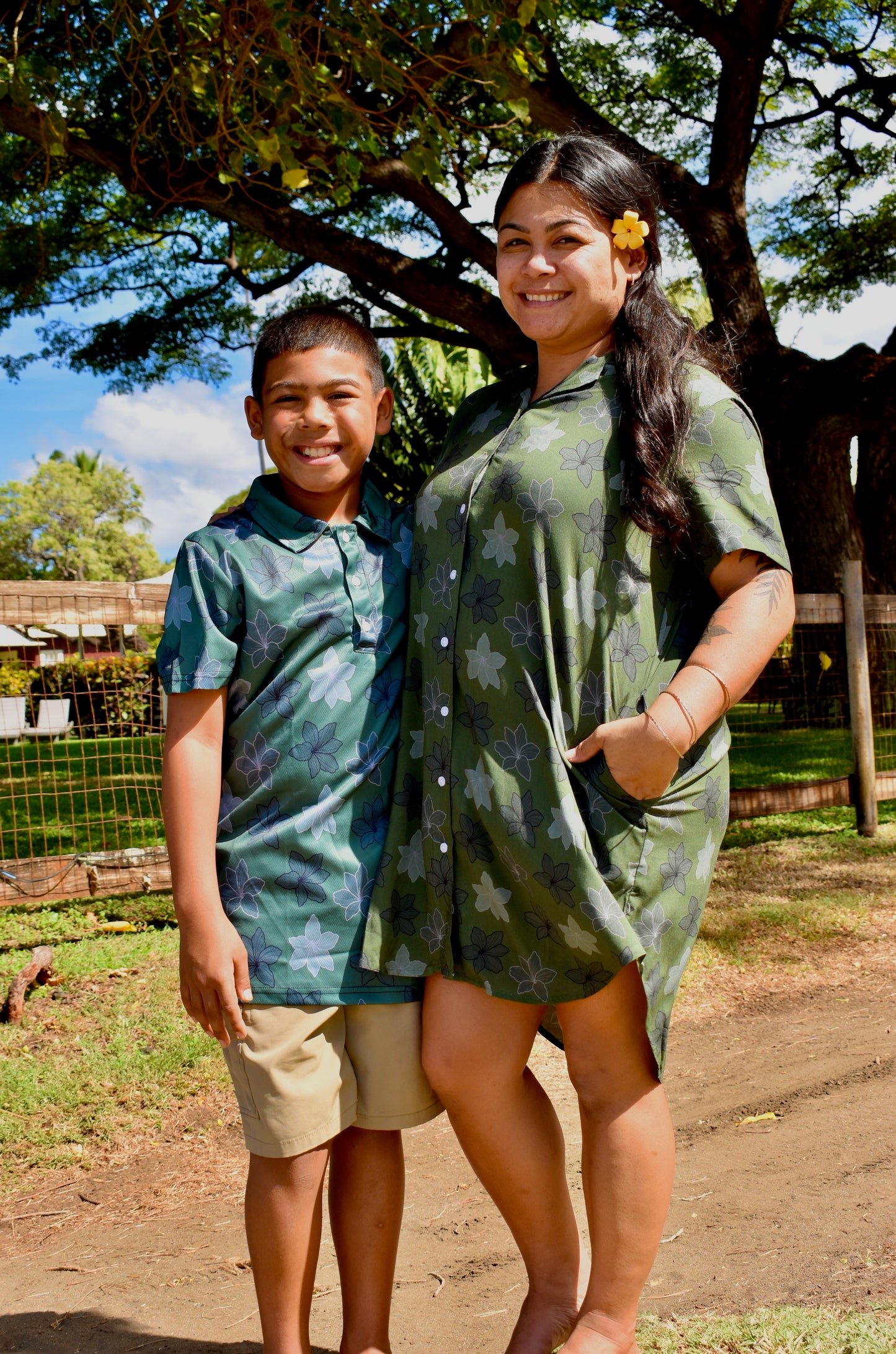 Olive Hibiscus Dress